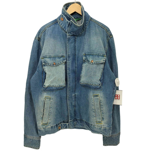 ユナイテッドカラーズオブベネトン UNITED COLORS OF BENETTON スタンドカラー 比翼 デニムジャケット メンズ import:XL