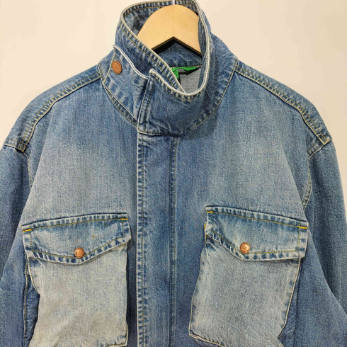 ユナイテッドカラーズオブベネトン UNITED COLORS OF BENETTON スタンドカラー 比翼 デニムジャケット メンズ import:XL