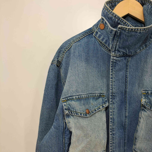 ユナイテッドカラーズオブベネトン UNITED COLORS OF BENETTON スタンドカラー 比翼 デニムジャケット メンズ import:XL