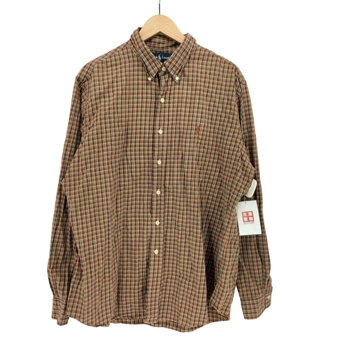 ラルフローレン RALPH LAUREN CUSTOM FIT ポニー 刺繍 チェック L/S ボタンダウン シャツ メンズ import:XL