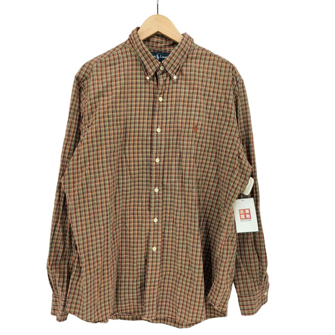 ラルフローレン RALPH LAUREN CUSTOM FIT ポニー 刺繍 チェック L/S ボタンダウン シャツ メンズ import:XL
