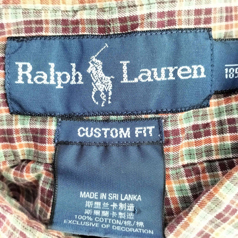 ラルフローレン RALPH LAUREN CUSTOM FIT ポニー 刺繍 チェック L/S ボタンダウン シャツ メンズ import:XL