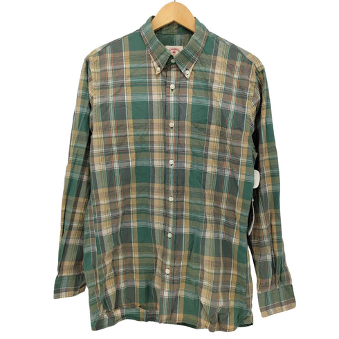 ブルックスブラザーズレッドフリース BROOKS BROTHERS REDFLEECE ワンポイント 刺繍 チェック L/S ポロカラー シャツ メンズ import:M