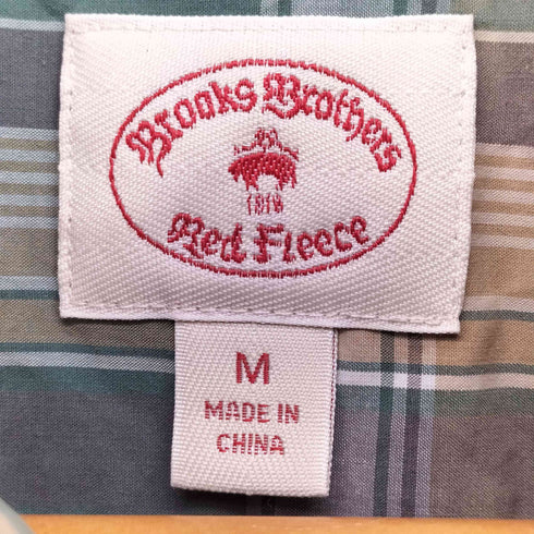 ブルックスブラザーズレッドフリース BROOKS BROTHERS REDFLEECE ワンポイント 刺繍 チェック L/S ポロカラー シャツ メンズ import:M