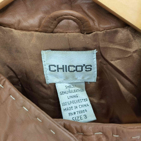 CHICO'S 0s ステッチ フラップポケット レザージャケット メンズ 3
