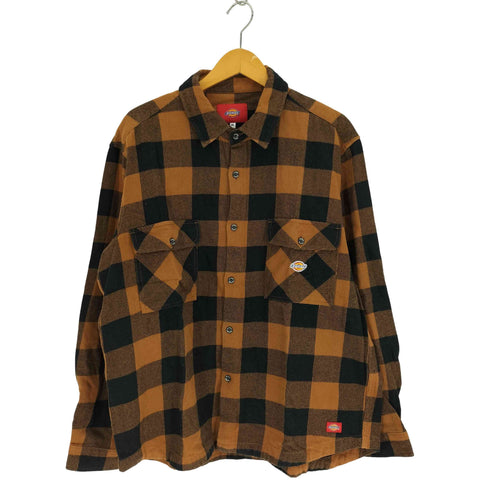 ディッキーズ Dickies ロゴワッペン フラップポケット ブロックチェック ネル フランネルシャツ メンズ JPN:XL