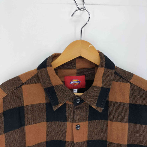 ディッキーズ Dickies ロゴワッペン フラップポケット ブロックチェック ネル フランネルシャツ メンズ JPN:XL