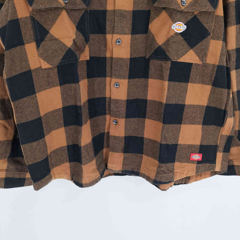 ディッキーズ Dickies ロゴワッペン フラップポケット ブロックチェック ネル フランネルシャツ メンズ JPN:XL