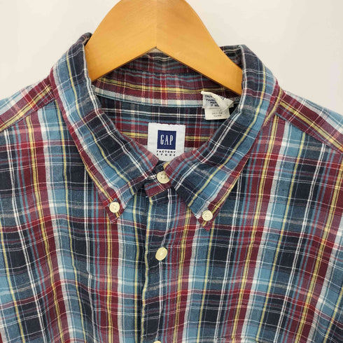 ギャップ Gap 00s OLD オールド ボタンダウン チェック半袖シャツ メンズ L