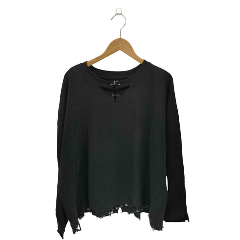 ギャップ Gap リメイク セーフティピン カットオフ クルーネック ロングスリーブ Tシャツ メンズ L