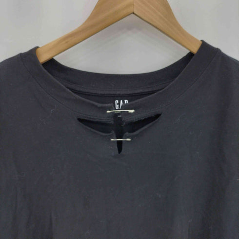ギャップ Gap リメイク セーフティピン カットオフ クルーネック ロングスリーブ Tシャツ メンズ L