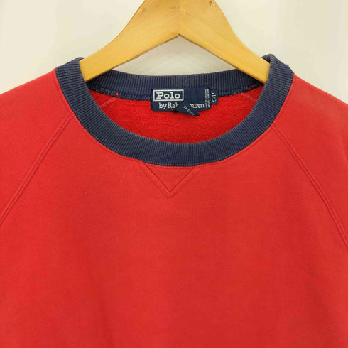 ポロバイラルフローレン Polo by RALPH LAUREN 90-00s Vガゼット ツートーンカラー右腕ロゴ刺繍 クルーネック スウェットトレーナー レディース S