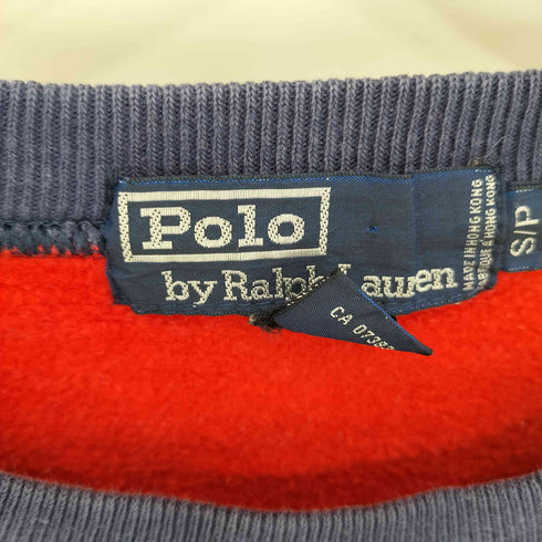 ポロバイラルフローレン Polo by RALPH LAUREN 90-00s Vガゼット ツートーンカラー右腕ロゴ刺繍 クルーネック スウェットトレーナー レディース S