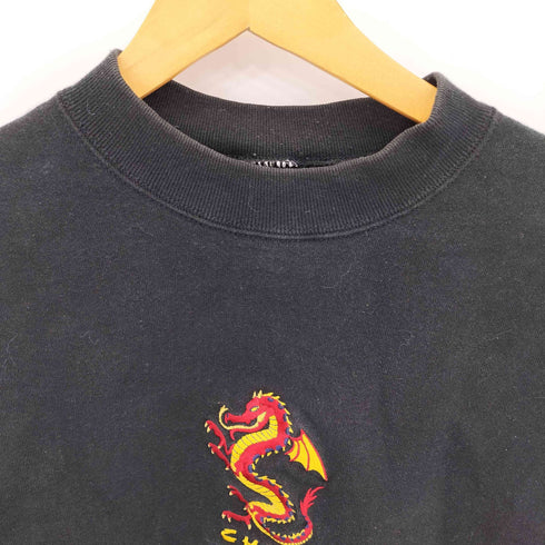 CHINA Princess Cruies ドラゴン ロゴ刺繍 クルーネックスウェットトレーナー メンズ