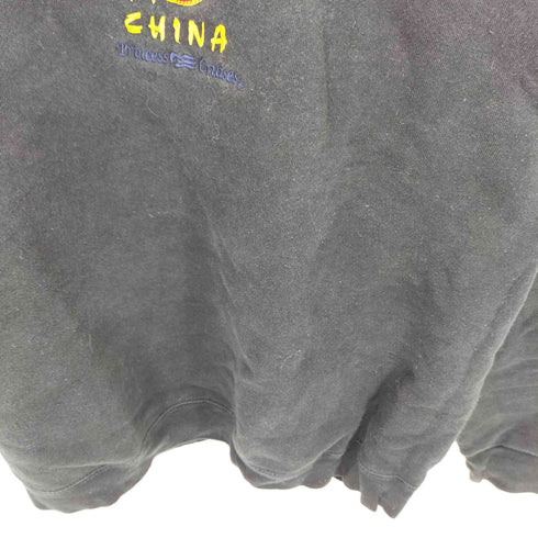 CHINA Princess Cruies ドラゴン ロゴ刺繍 クルーネックスウェットトレーナー メンズ