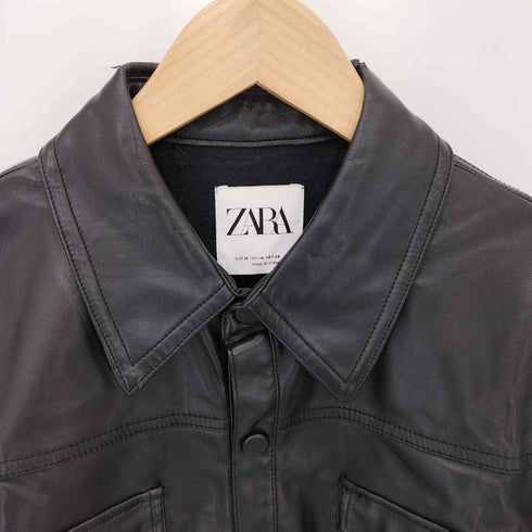 ザラ ZARA フェイクレザー オーバーシャツ ジャケット レディース import:M