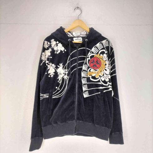 カラクリダマシイ 絡繰魂 ベロア 鳳凰 和柄 ジップパーカー パンツセットアップ メンズ L