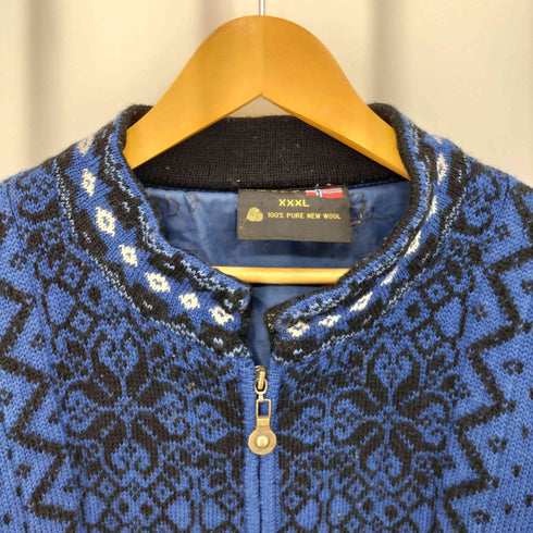 windfjord 80-90s ノルディック総柄 ジップアップ ウールジャケット メンズ XXXL