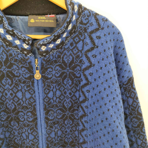 windfjord 80-90s ノルディック総柄 ジップアップ ウールジャケット メンズ XXXL