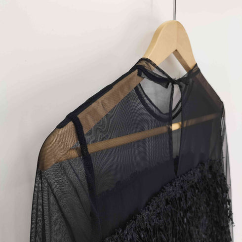 ザラ ZARA シアー 異素材ドッキング チュール ドレス ワンピース レディース import:M