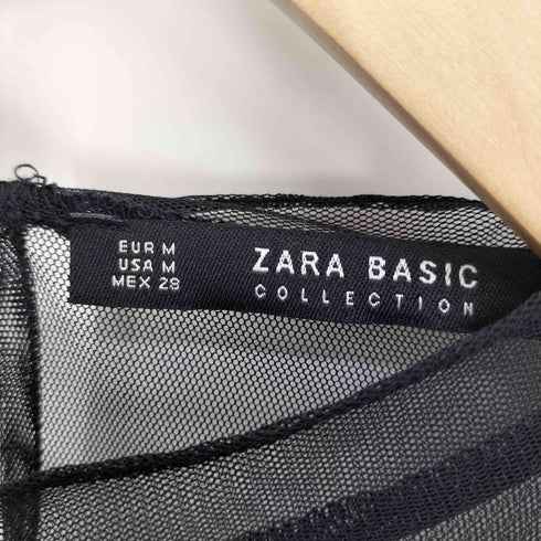 ザラ ZARA シアー 異素材ドッキング チュール ドレス ワンピース レディース import:M