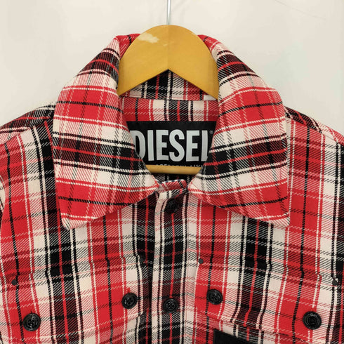 ディーゼル DIESEL リバーシブルデザイン マドラスチェック ストライプ柄 フランネル 中綿シャツ ジャケット メンズ S