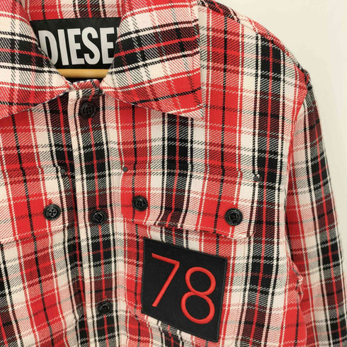 ディーゼル DIESEL リバーシブルデザイン マドラスチェック ストライプ柄 フランネル 中綿シャツ ジャケット メンズ S