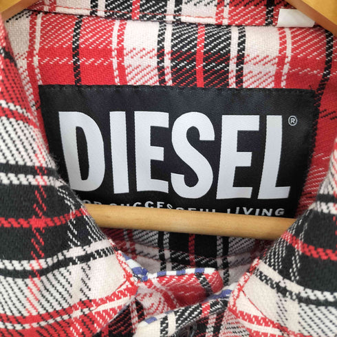 ディーゼル DIESEL リバーシブルデザイン マドラスチェック ストライプ柄 フランネル 中綿シャツ ジャケット メンズ S