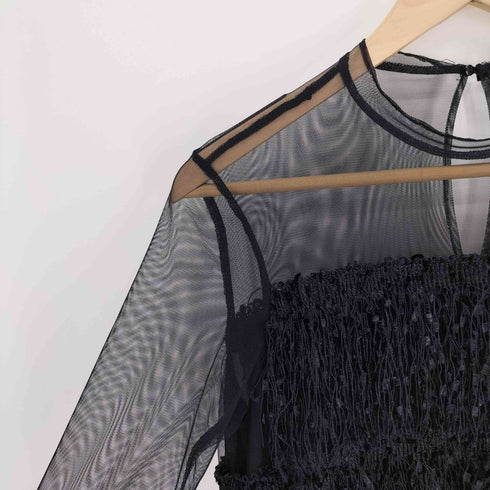 ザラ ZARA シアー 異素材ドッキング チュール ドレス ワンピース レディース import:M