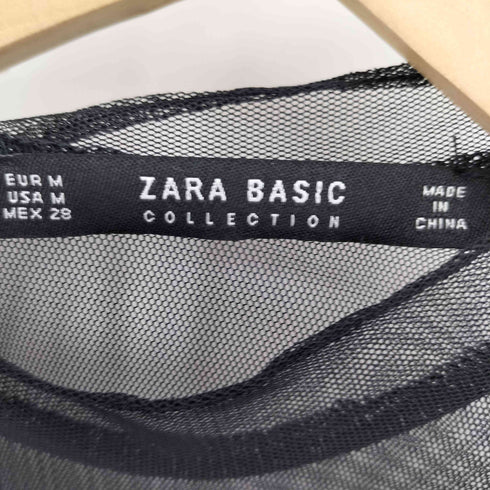 ザラ ZARA シアー 異素材ドッキング チュール ドレス ワンピース レディース import:M