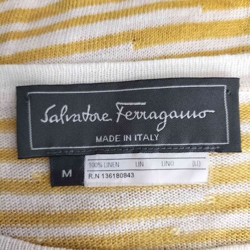 サルヴァトーレフェラガモ Salvatore Ferragamo リネンマルチボーダーニットカットソー メンズ import:M