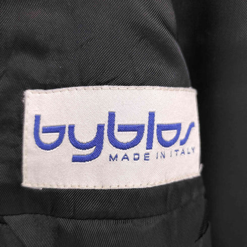 BYBLOS イタリア製 ウール カシミヤ フロント 刺繍 2B シングル テーラード ジャケット メンズ EUR:46