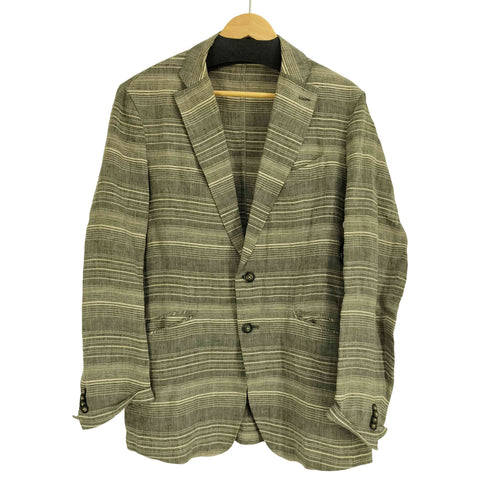 マウリツィオバルダサーリ MAURIZIO BALDASSARI ボーダー リネン100 2B テーラードジャケット メンズ EUR:50