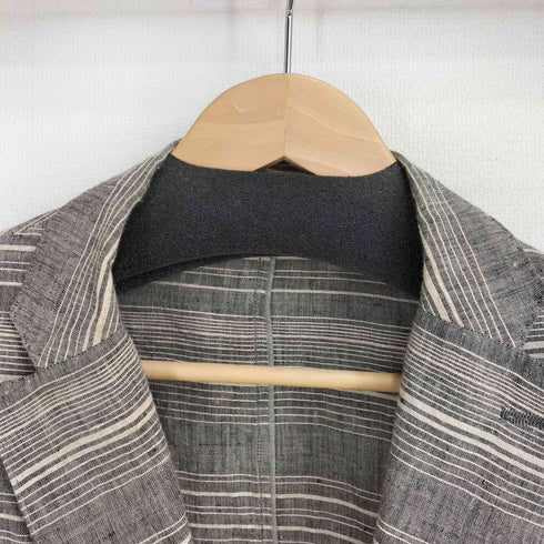 マウリツィオバルダサーリ MAURIZIO BALDASSARI ボーダー リネン100 2B テーラードジャケット メンズ EUR:50
