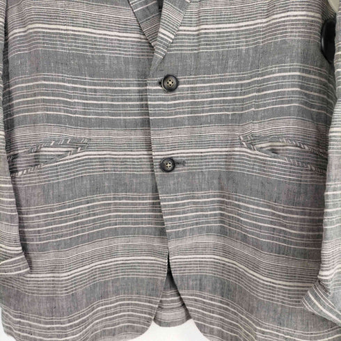 マウリツィオバルダサーリ MAURIZIO BALDASSARI ボーダー リネン100 2B テーラードジャケット メンズ EUR:50