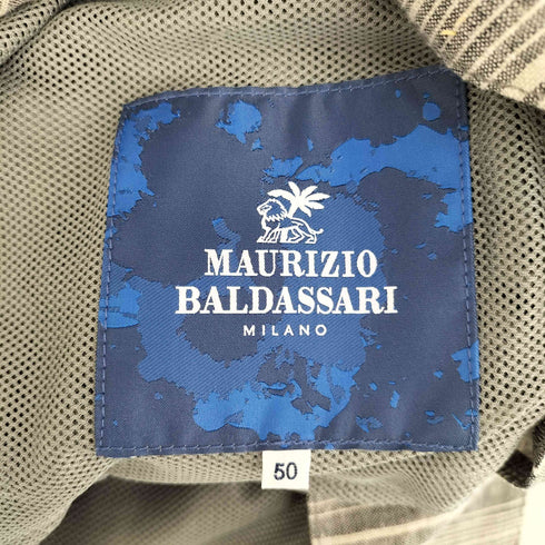 マウリツィオバルダサーリ MAURIZIO BALDASSARI ボーダー リネン100 2B テーラードジャケット メンズ EUR:50