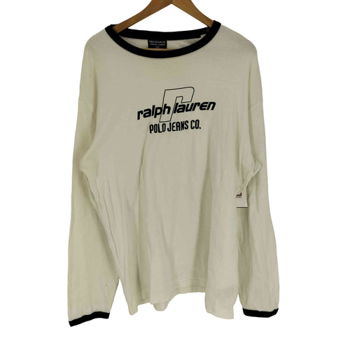 ポロジーンズ RL POLO JEANS CO. リブ編み フロント ロゴプリント クルーネック L/S リンガー Tシャツ メンズ import:L