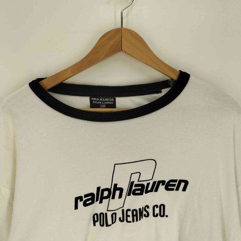 ポロジーンズ RL POLO JEANS CO. リブ編み フロント ロゴプリント クルーネック L/S リンガー Tシャツ メンズ import:L