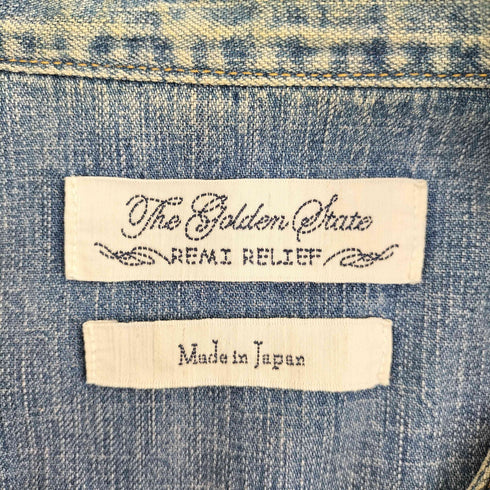 レミレリーフ REMI RELIEF レイヤードボタン 花 スタッズ L/S デニム ウエスタンシャツ メンズ JPN:XL