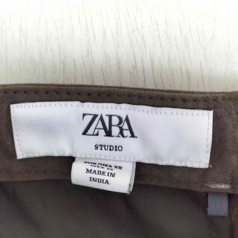 ザラ ZARA STUDIO ヤギ皮 スエードレザーダーツパンツ レディース XS
