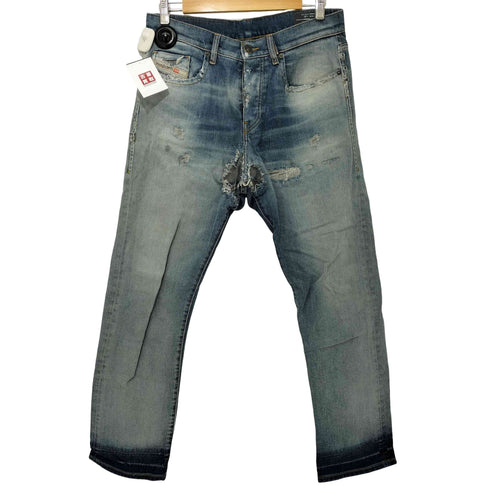 ディーゼル DIESEL 00s D-VIKER Y2K ダメージ加工 ボタンフライ ストレートデニム メンズ W32 L32