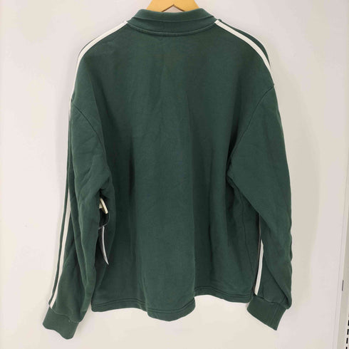 アディダスオリジナルス adidas Originals Long Sleeve 3 Stripe Polo スリー ストライプ トレフォイルロゴ 刺繍 ハーフジップ ポロ シャツ メンズ 2XL