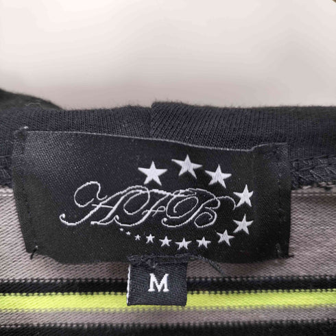 AFB サークル スター ロゴ 刺繍 ボーダー フーデッド ラガー ポロ パーカー メンズ import:M