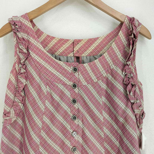 バーバリーブルーレーベル BURBERRY BLUE LABEL フリル袖 ノバチェック ノースリーブワンピース レディース 38
