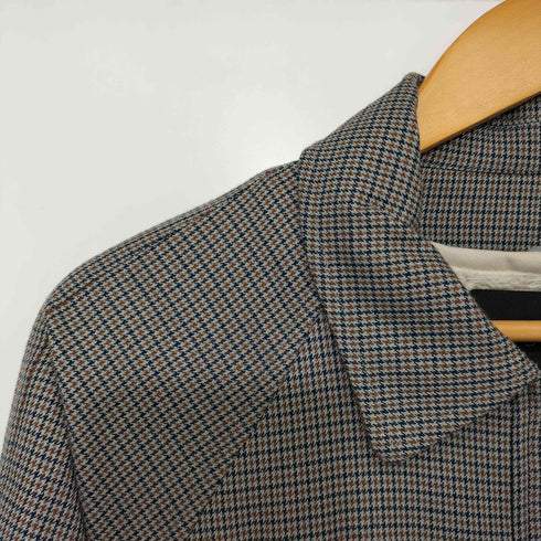 ケイビーエフ KBF 千鳥格子 襟袖裏 コーデュロイ切替 ボアライナー付 比翼 ステンカラー コート レディース ONE SIZE