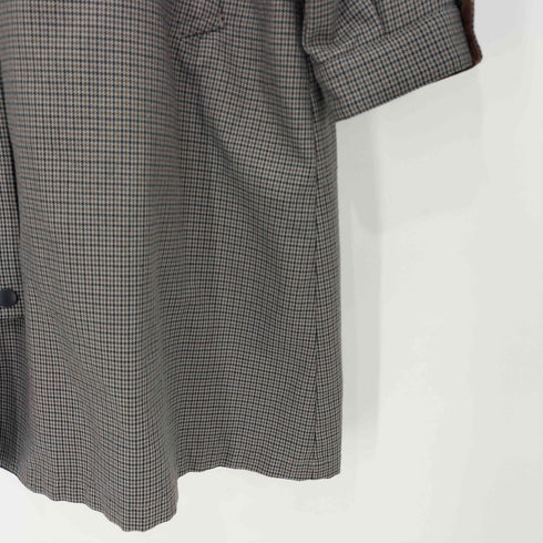 ケイビーエフ KBF 千鳥格子 襟袖裏 コーデュロイ切替 ボアライナー付 比翼 ステンカラー コート レディース ONE SIZE