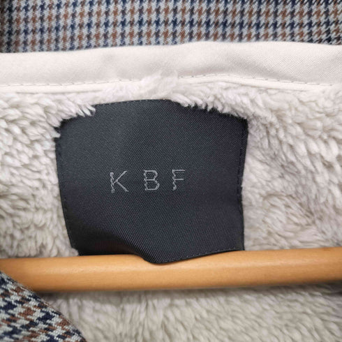 ケイビーエフ KBF 千鳥格子 襟袖裏 コーデュロイ切替 ボアライナー付 比翼 ステンカラー コート レディース ONE SIZE