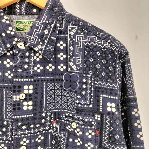 シュガーケーン SUGAR CANE Light バンダナ柄 ダブルポケット 長袖シャツ メンズ JPN:L