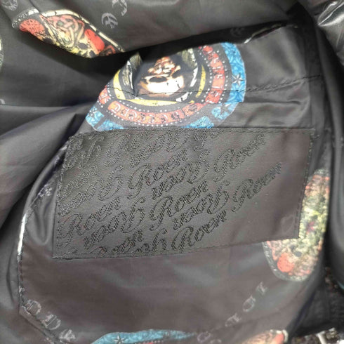 ロエン Roen Y2K レザー切替 鹿革 スカル ラインストーン ダウンジャケット メンズ JPN:44 44