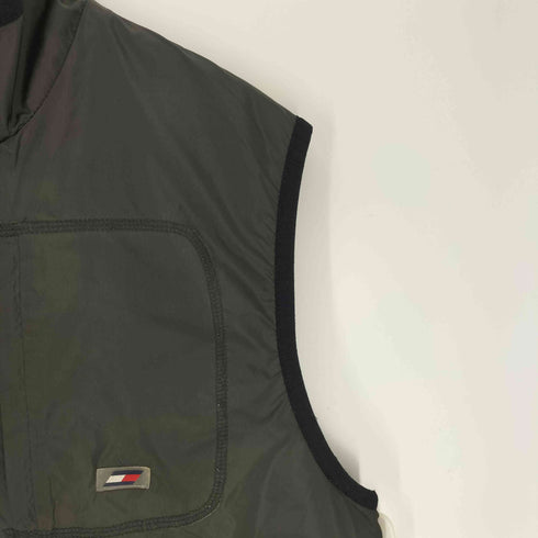 トミーヒルフィガー TOMMY HILFIGER 90-00S ATHLETICS 裏地フリース リバーシブルナイロン ハーフジップ ベスト カンガルーポケット メンズ JPN:1